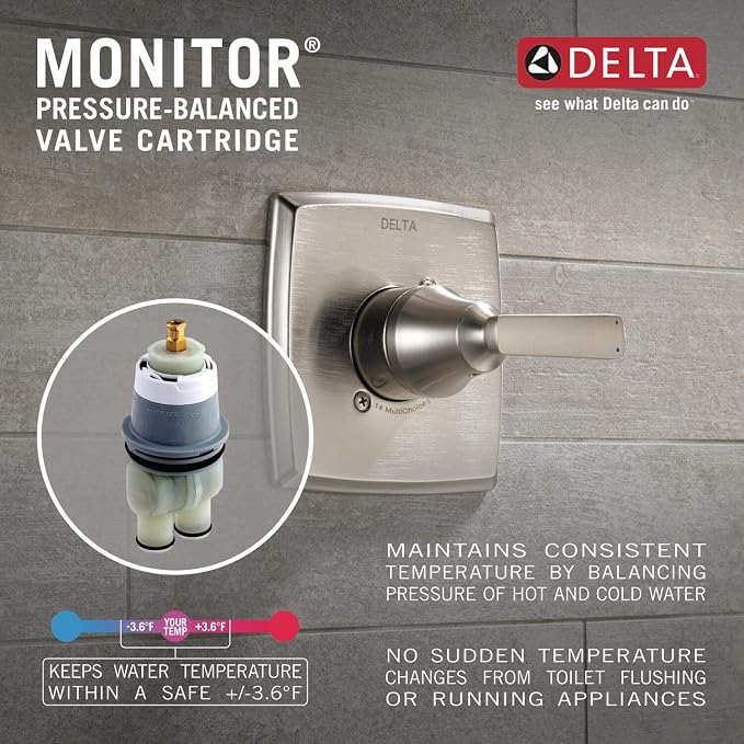 Delta Faucet Modern Single-Handle Chrome Tub and Shower Trim Kit, Shower Faucet - Image 5