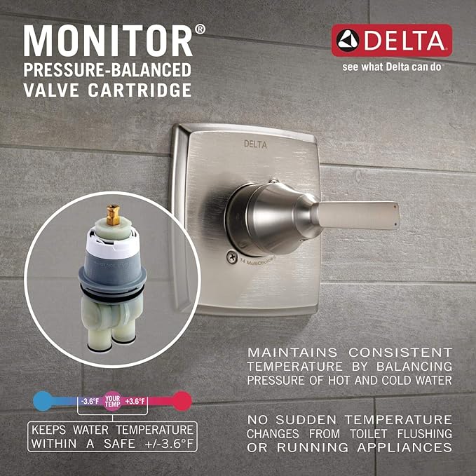 Delta Faucet Saylor 14 Series Chrome Tub and Shower Faucet Combo, Bathtub and - Image 2
