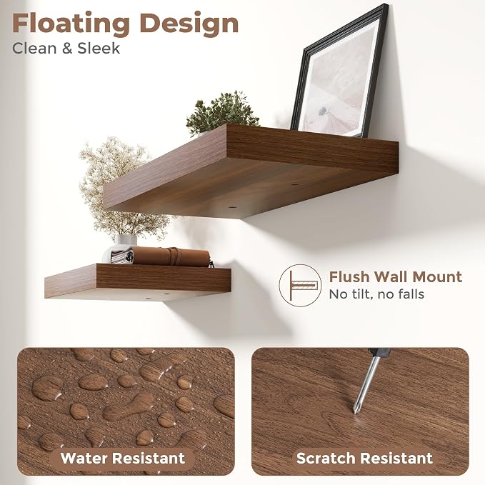 36 Inch Floating Shelves for Wall Set of 2, Easy Install Engineered Wood - Image 4