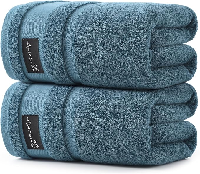 REDKISS Large Bath Towels Set 2 Piece, 100% Cotton, 31x63 in, Heavyweight 760G by REDKISSOnline