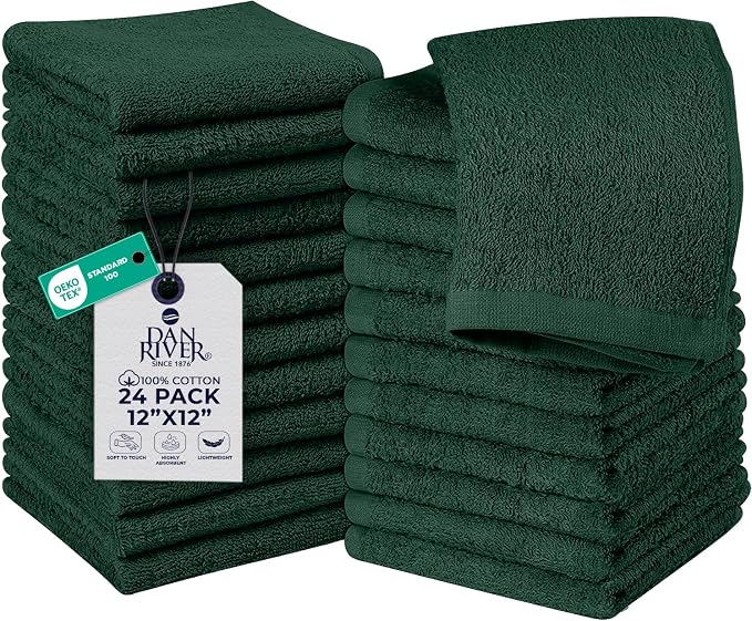 DAN RIVER 24 Pack Wash Cloths for Showering by DanRiver
