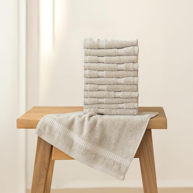 SALBAKOS 100% Turkish Cotton Washcloth Set of 12 13x13 inch | Heirloom Quality - Image 2