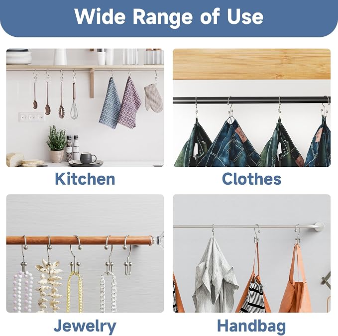 Titanker Shower Curtain Hooks Nickel, Minimalist Simple Double Glide Shower - Image 5