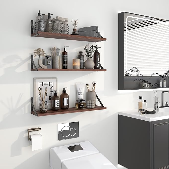 Heimlove Floating Shelves for Wall, 24 Inch Long Wood Floating Shelves Set of 3 - Image 7