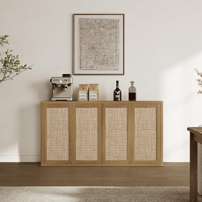 SICOTAS 64" Rattan Modular Buffet Sideboard Storage Cabinet by SICOTAS