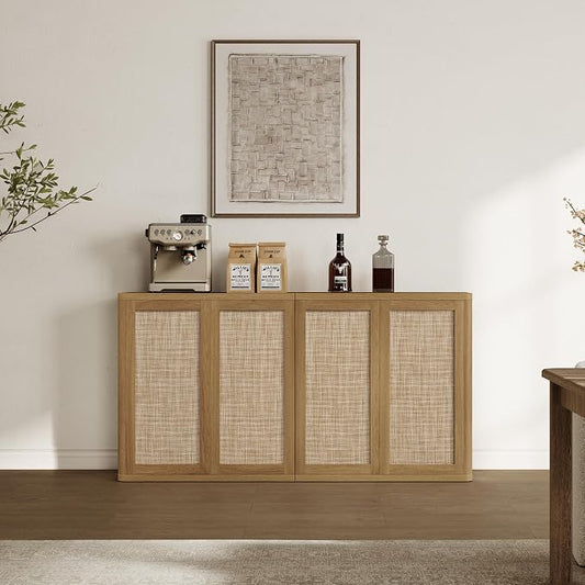 SICOTAS 64" Rattan Modular Buffet Sideboard Storage Cabinet by SICOTAS