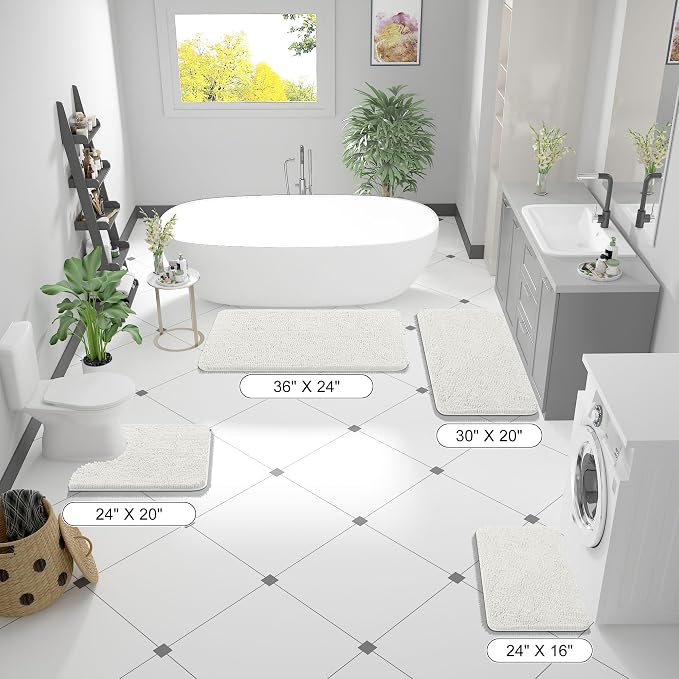 OLANLY Bathroom Rugs 50x30, Extra Soft Absorbent Chenille Bath Rugs, Rubber - Image 2