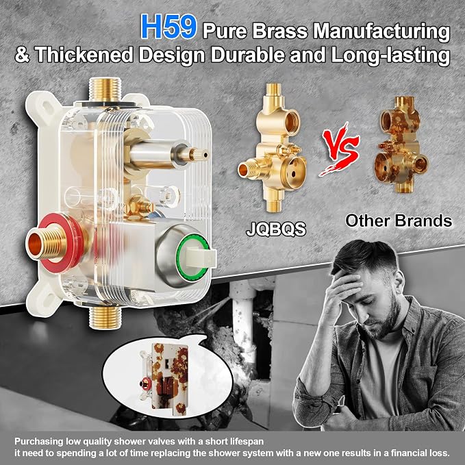 Shower System Modern Rain 8 inches Brass Faucet Set - Image 3