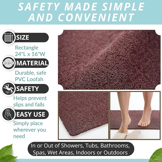 ENKOSI Loofah Non-Slip Shower Mat & Bath Mat – Soft Cushioned Comfort – No - Image 3