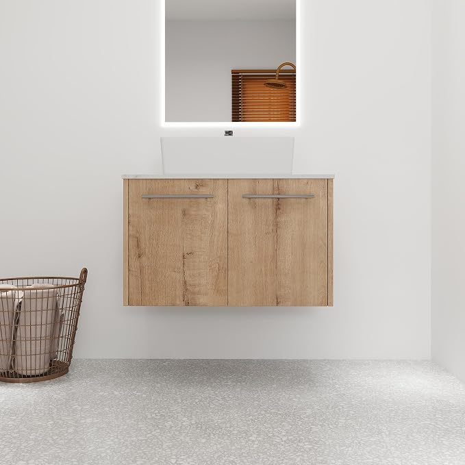 30 Inch Bathroom Vanity with Sink, Modern Wall Mount Floating Bathroom Vanity - Image 6