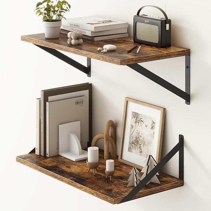Fun Memories 20 Inch Floating Shelves, Deep Wall Shelves by FunMemories