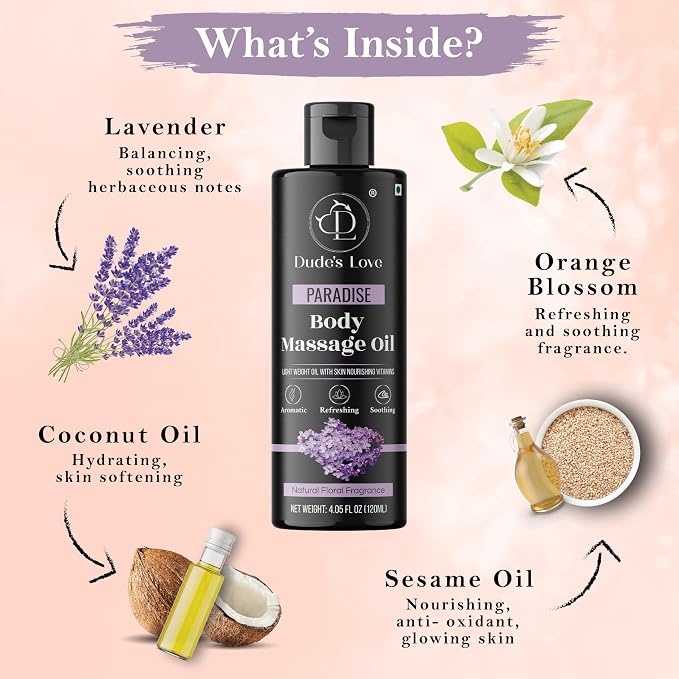 Organic - Lavender Floral Edible Full Body Massage Oil - Relaxing, Calming | No - Image 5