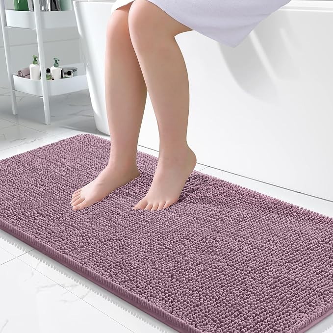 OLANLY Bathroom Rugs 47x24, Extra Soft Absorbent Chenille Bath Rugs, Rubber by OLANLY