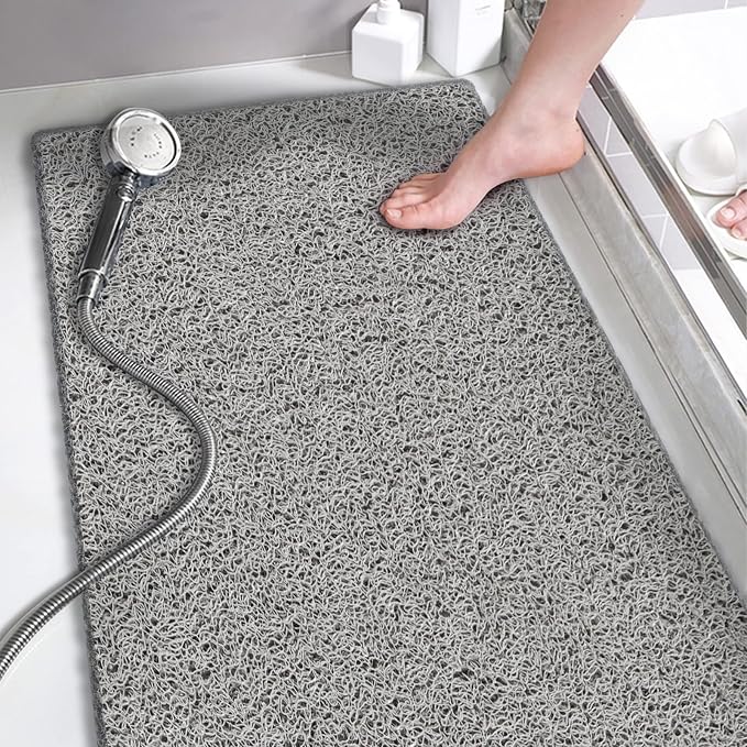 godehone Shower Mats Non Slip Without Suction Cups, PVC Loofah Bathroom Mats by godehone