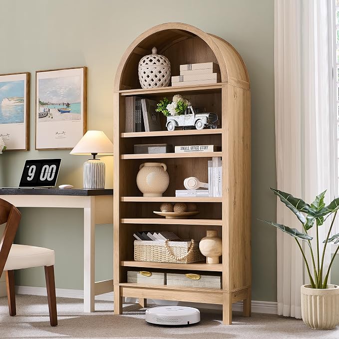 71" Tall Arched Bathroom Storage Cabinet, 7-Tier Modern Farmhouse Storage - Image 5