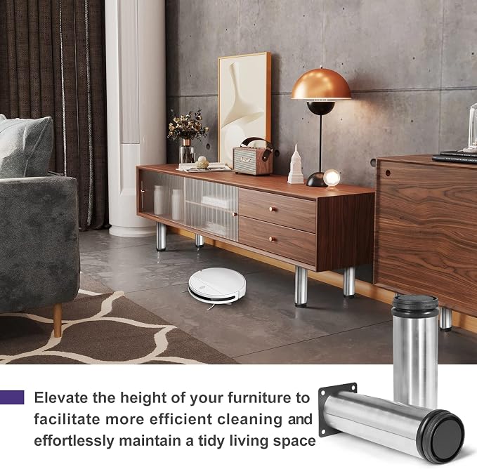 7 Inch Metal Furniture Legs Stainless Steel Adjustable Legs Silver Metal Legs - Image 4