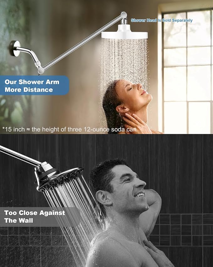 11 Inch Adjustable Shower Head Extension Arm - Image 4