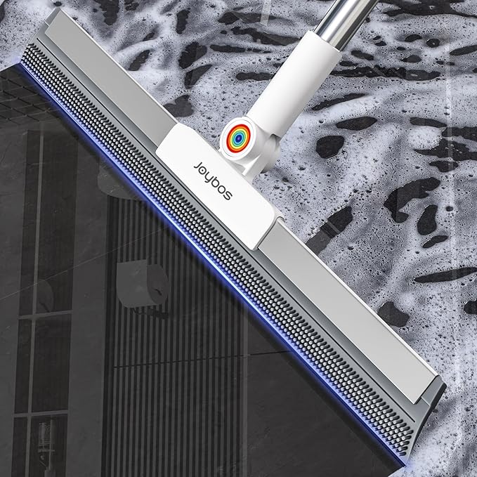 Rubber Squeegee Broom for Floor, Upgrade 62" Long Handle Window Squeegee by JOYBOS