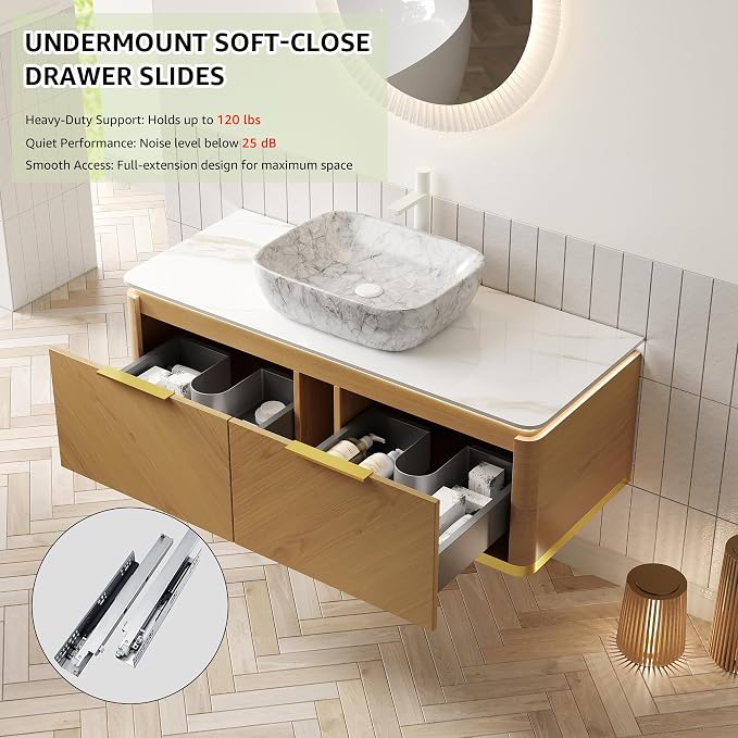 60” Floating Double Sink Bathroom Vanity - Image 3