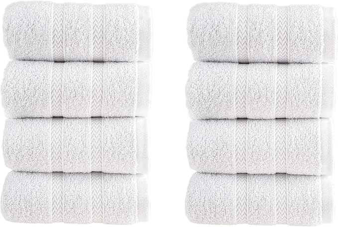 HALLEY Turkish 8 Pack Premium Washcloths 650 GSM Highly Absorbent Super Soft by HALLEY-TurkishCottonTowels