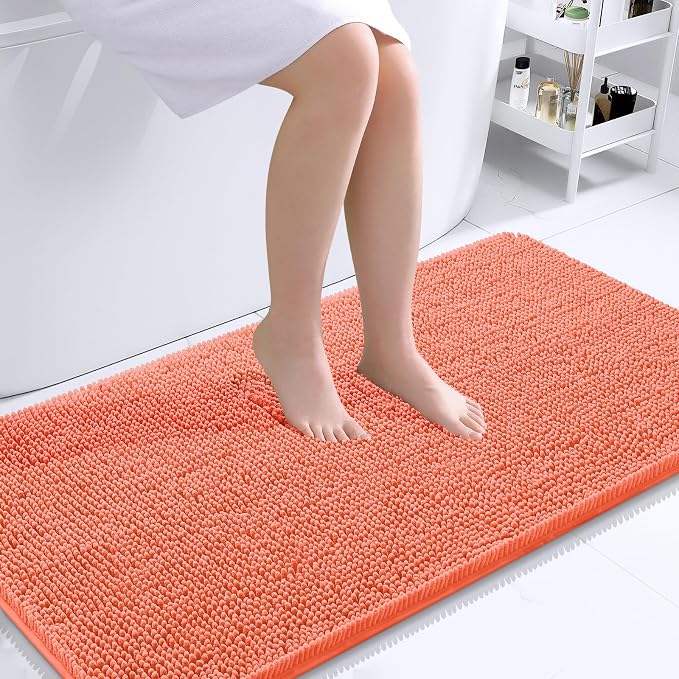 OLANLY Bathroom Rugs 44x24, Extra Soft Absorbent Chenille Bath Rugs, Rubber by OLANLY