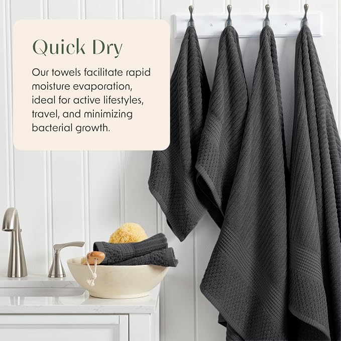 Springtree Home 100% Cotton Bath Towel Set | 6 Piece Set | Absorbent & - Image 4