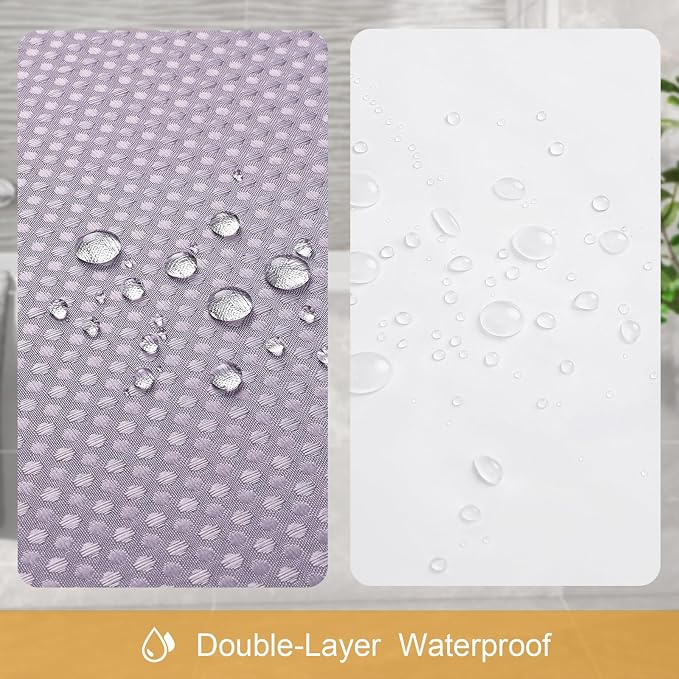 3 in 1 Extra Long Purple Shower Curtain Set-72 W x 84 H, Lavender Waffle and - Image 6
