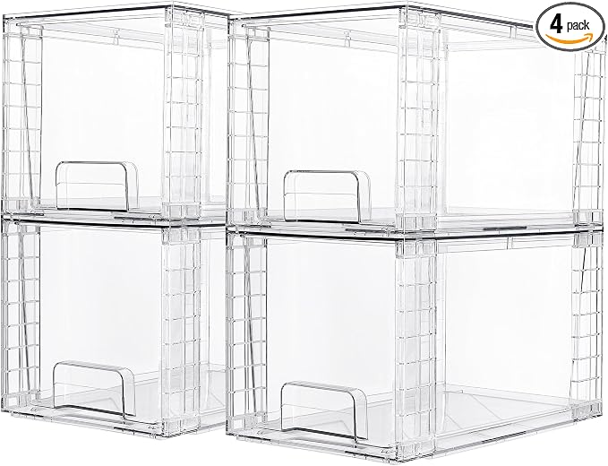 Vtopmart 4 Pack Large Stackable Storage Drawers, Easily Assemble Acrylic by Vtopmart