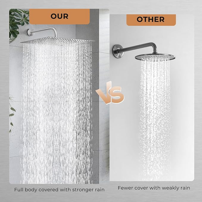 Oversize Rain Shower Head, Ultra Thin 16 Inch Square Stainless Steel Rainfall - Image 4