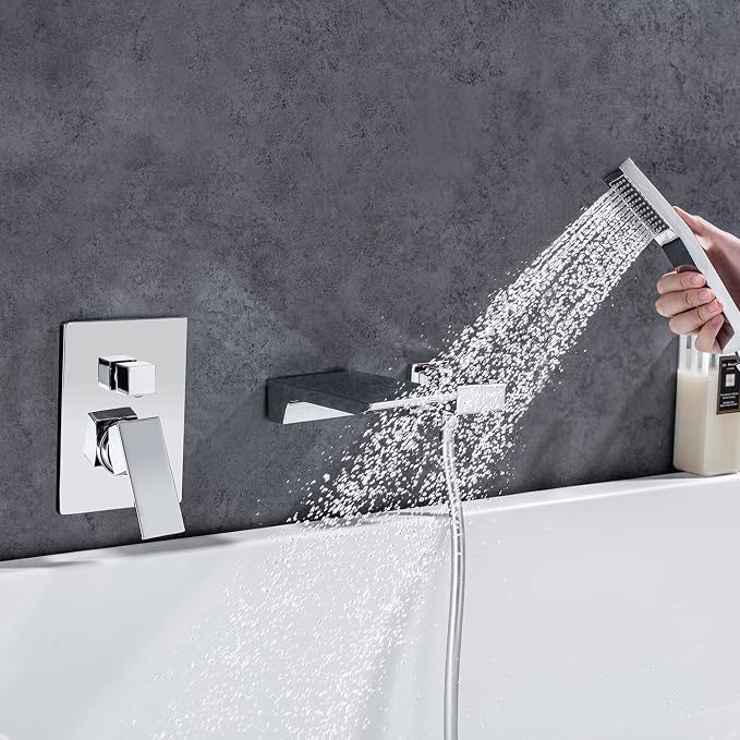 Wall Mount Waterfall Tub Faucet Single Handle Bathroom Bathtub Faucet Waterfall - Image 6