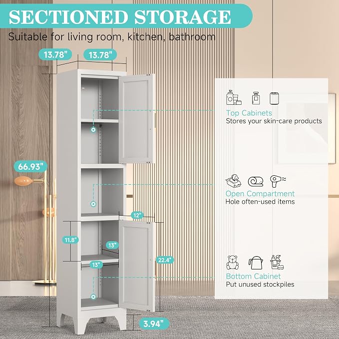 67" H Tall Bathroom Storage Cabinet - Image 3