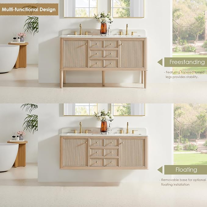 ALTAIR 60 in Bathroom Vanities Double Sink Floating and Freestanding Vanity - Image 3