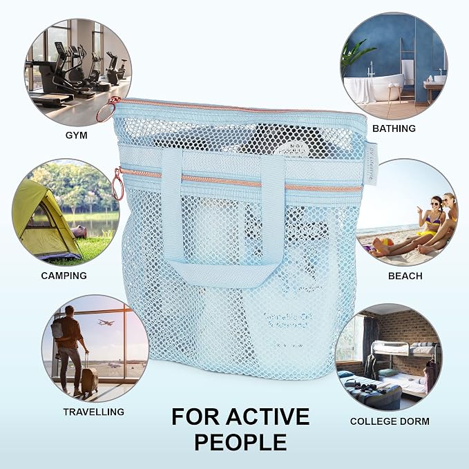 Mesh Shower Bag 10.2x9.9'' Quick-Dry Caddy - Image 4