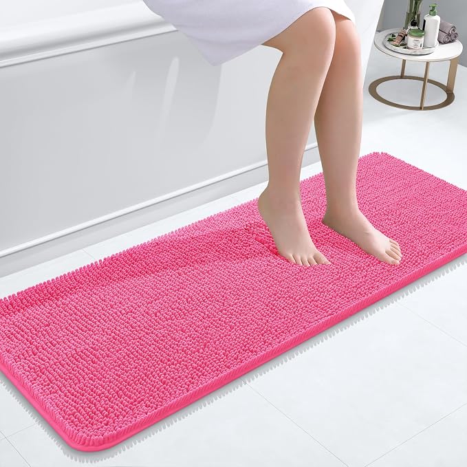 OLANLY Bathroom Rugs 47x17, Extra Soft Absorbent Chenille Bath Rugs, Rubber by OLANLY