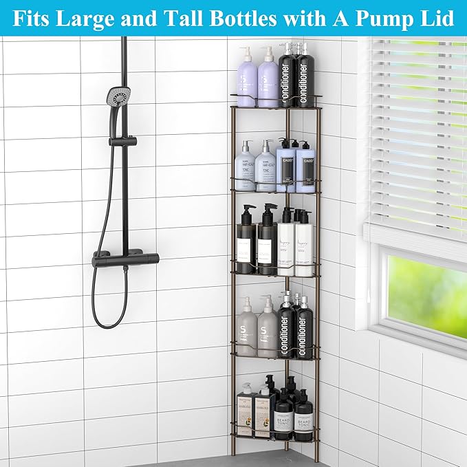 5 Tier Floor Standing Corner Shower Caddy Organizer Shelf - Image 3