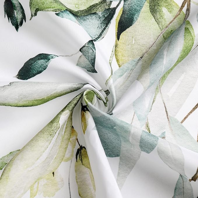 Gibelle Long Shower Curtain 72 x 78, Tall Sage Green Floral Fabric Shower - Image 5