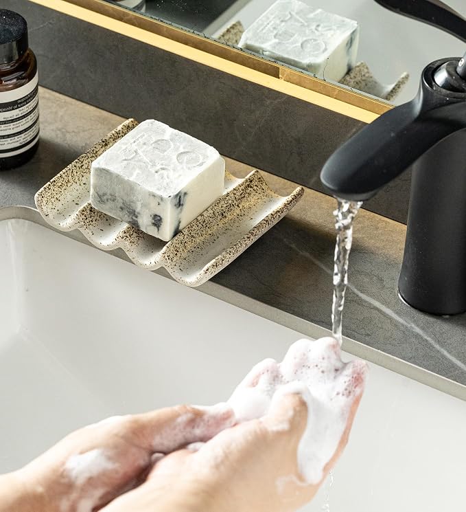 Soap Dish for Shower, Self Draining Bar Soap Holder for Shower, Ceramic - Image 6