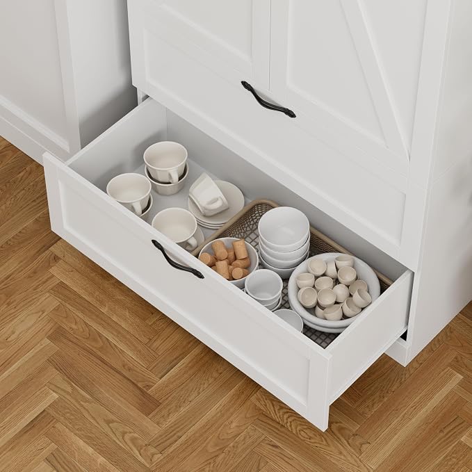 HOSTACK 70" Tall Kitchen Pantry Storage, Barn Doors Pantry Cabinet - Image 7