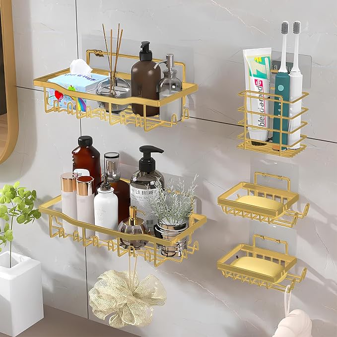 Fab Glass and Mirror 5-Pack Shower Caddy, Bathroom Caddy - Image 8