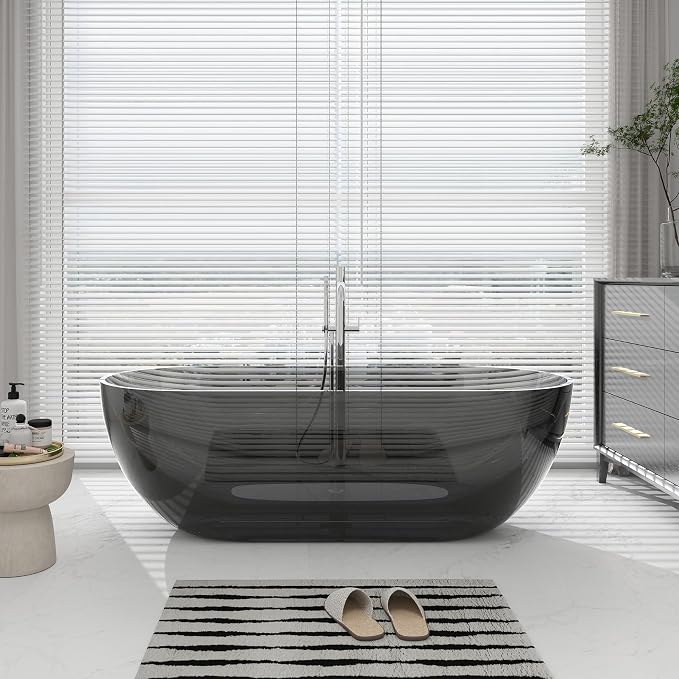 SJ STAR&JANE 69" Solid Surface Freestanding Bathtub Stone Resin Oval Soaking by SJSTARJANE