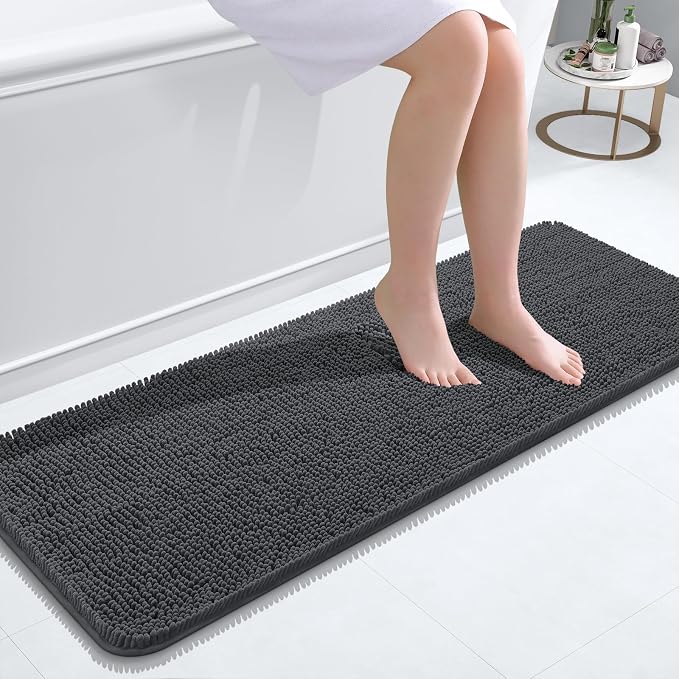 OLANLY Bathroom Rugs 47x17, Extra Soft Absorbent Chenille Bath Rugs, Rubber by OLANLY