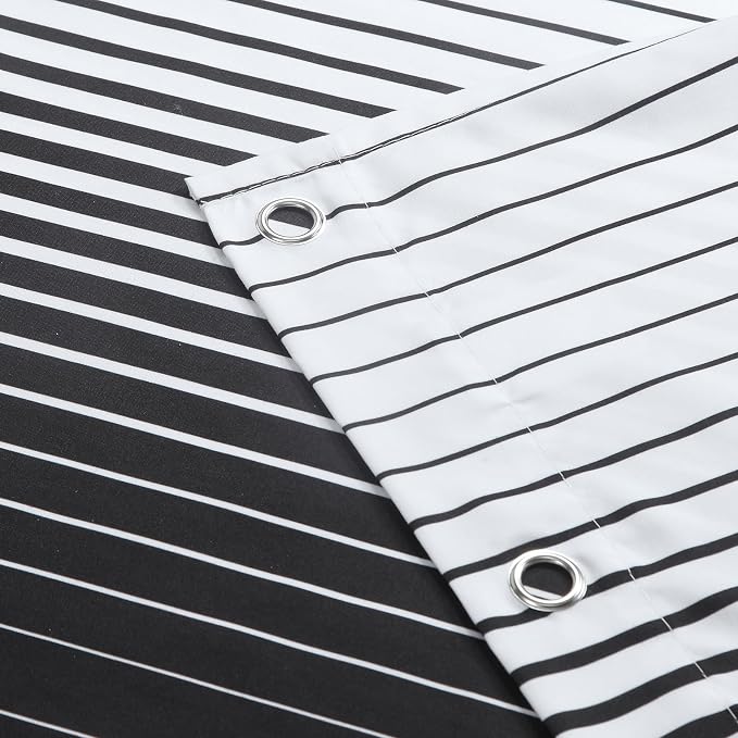 Extra Long Black Shower Curtain, Modern Black and White Gradient Vertical - Image 4