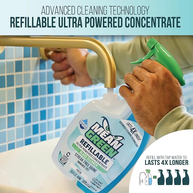 Mean Green Refillable Ultra Powered Glass Cleaner Concentrate, Fresh Scent - Image 2