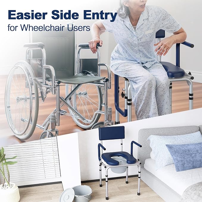 Drop Arm Bedside Commode, Commode Toilet - Image 7
