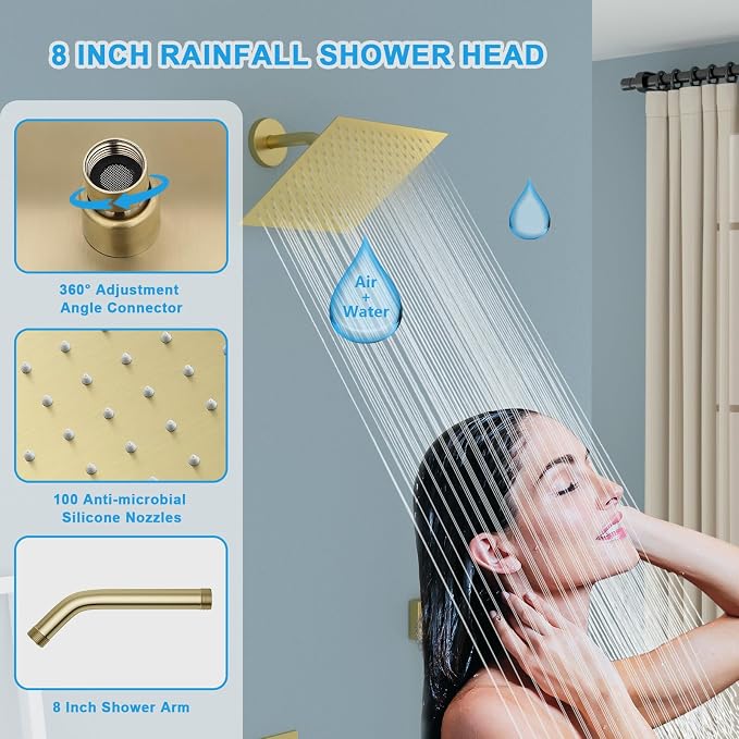 Lordear Rain Shower System Wall Mounted Shower Faucet Set - Image 3