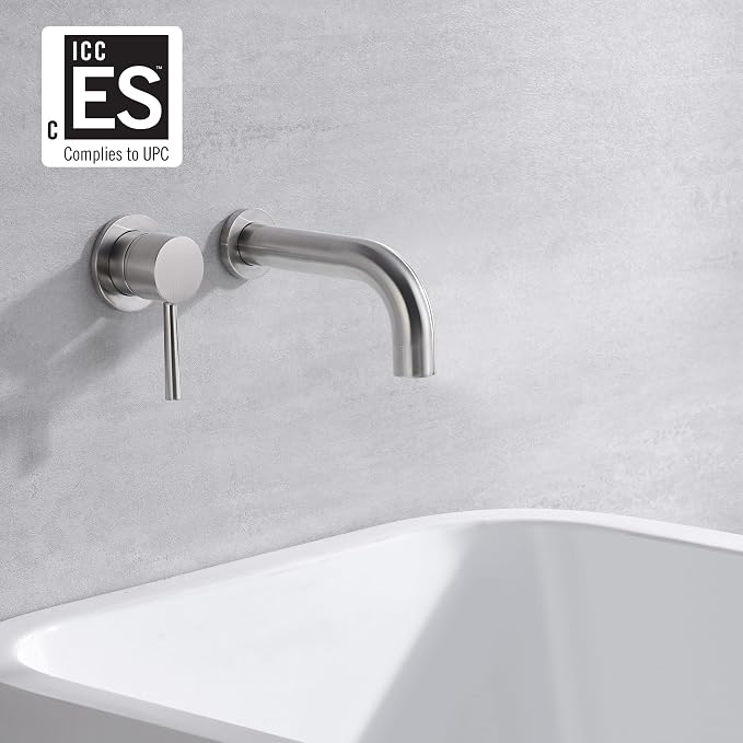 SUMERAIN Bathtub Faucet Brushed Nickel Wall Mount Tub Filler Single Left-Handed - Image 2
