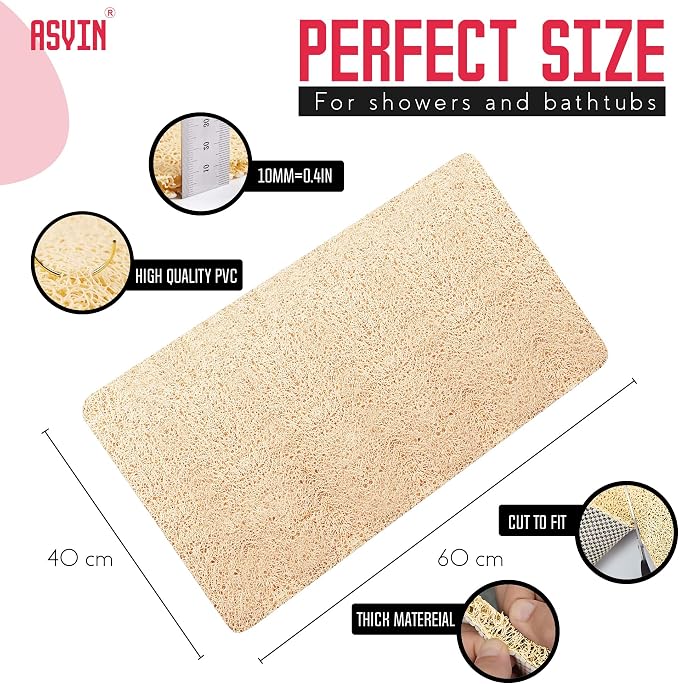 Asvin Soft Textured Bath, Tub Mat, 24x16 Inch, Phthalate Free, Non Slip Comfort - Image 3