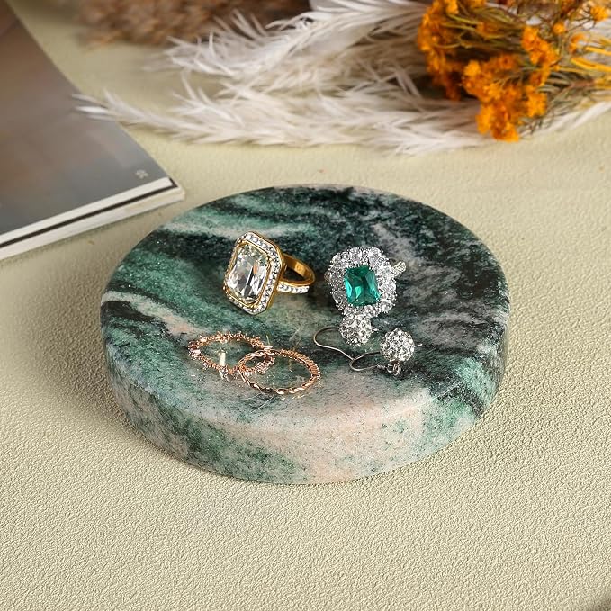 Koville Luxury Stone Jewelry Dish, Small Round Trinket Tray - Image 6