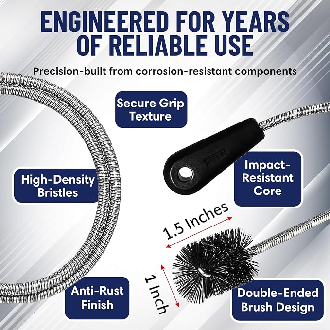 48" Flexible Long Pipe Brush | AC Drain Cleaner Tool | Sink Line Unclogger | - Image 4