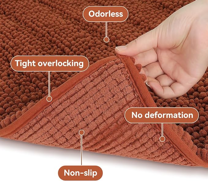 Bcoimo 36"×24" Chenille Bath Mat – Non-Slip - Image 5